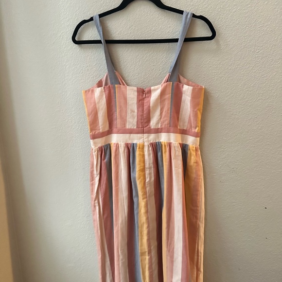 Madewell rainbow stripe tie bow front midi dress women’s 10 - Picture 4 of 11